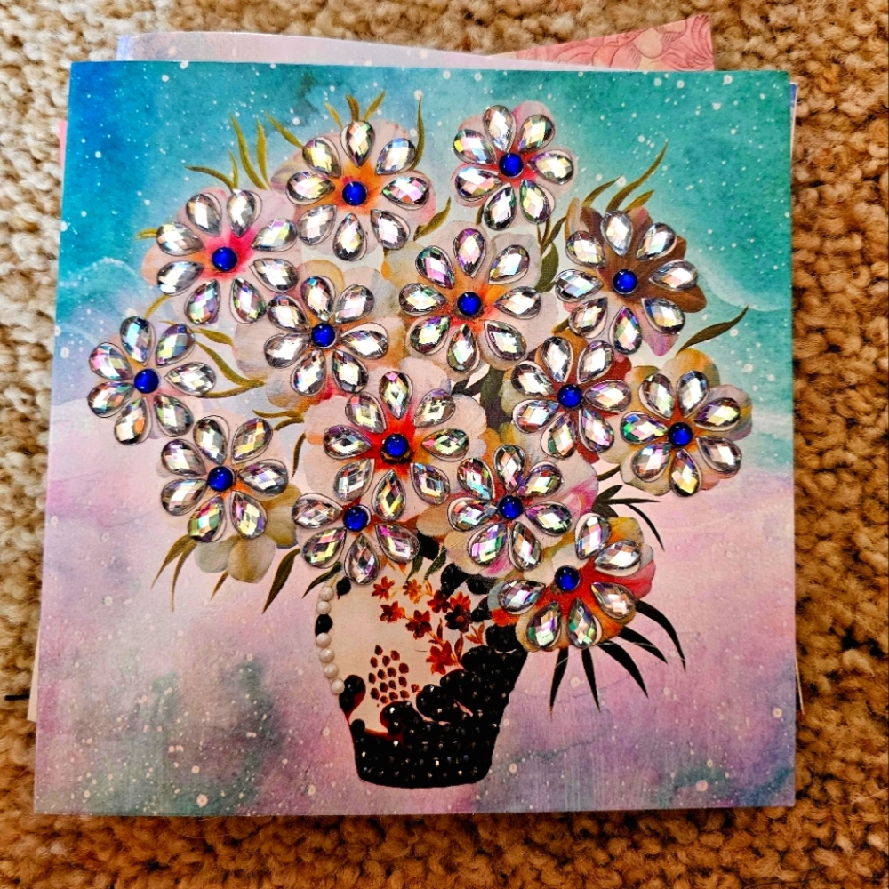Diamond Painted Flower Vase Card Any Occasion